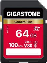 „GIGASTONE“ 64GB SD kortelė su kamera „Plus“ – UHS-I U3, 10 klasės SDXC atminties kortelė, skirta „Full HD“ vaizdo įrašams skaitmeninėje kameroje, su 1 mini dėklu