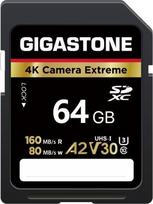 „GIGASTONE“ 64GB SDXC atminties kortelė, skirta ekstremalioms 4K kameroms, iki 160MB/s, suderinama su „Canon“, A2 V30 U3 UHS-I 10 klasės, skirta 4K UHD vaizdo įrašams, komplekte – 1 mini maišelis