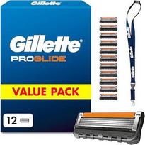 „Gillette Proglide“ vyriški skustuvų peiliukai, 12 originalių atsarginių peiliukų, juodi | Skustuvas drėgnam skutimui, 2 drėkinamosios juostelės prieš ir po peiliukais, užtikrinančios neįtikėtiną kruopštumą ir komfortą