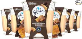 „Glade“ kvapioji žvakė stikliniame inde, medaus ir šokolado aromatas, degimo trukmė iki 27 valandų, 6 vnt. pakuotė (6 x 112 g)
