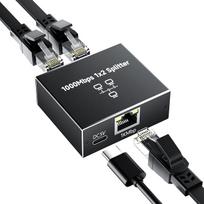 „GlasFlength“ LAN skirstytuvas 1 į 2, 1000Mbps Ethernet skirstytuvas, 4 prievadų LAN komutatorius su „Type-C“ maitinimo kabeliu, Gigabit Ethernet komutatorius, maitinimo kabelis, skirtas kompiuterių šakotuvams, komutatoriams, maršrutizatoriams, televizij