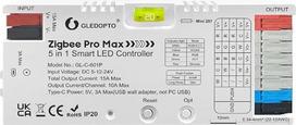„GLEDOPTO“ „ZigBee 3.0“ 5-in-1 RGBCCT RGBW RGB CCT LED valdiklis su apšvietimo reguliatoriumi, išimamu 20 A saugikliu, balso valdymu ir suderinamumu su „Alexa“, „H*ue“, „Tuya“ bei „Smart Life“ programėlėmis