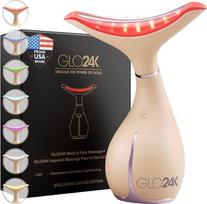 „GLO24K“ LED veido ir kaklo masažuoklis – grožio lazdelė su LED šviesa, vibracija ir švelniu šilumu – kosmetinis odos priežiūros prietaisas kasdieninei savipriežiūrai