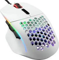 „Glorious Gaming Model I“ laidinė žaidimų pelė – itin lengva (69 g), 2 keičiami mygtukai, RGB apšvietimas, PTFE kojelės, 9 programuojami mygtukai, šoninė nykščio atrama – Balta | Keičiami nykščio mygtukai, lankstus „paracord“ laidas, PTFE kojelės, korio f