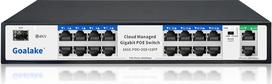 „Goalake“ 19 prievadų Gigabit Ethernet PoE+ komutatorius, 16 Gigabit PoE+ @240 W, 1 Gigabit uplink, 1 Gigabit SFP lizdas, 802.3af/at