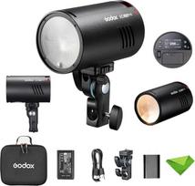 „Godox AD100 Pro II“ AD100Pro II 100 Ws blykstė, 490 blyksnių esant maksimaliam galingumui, 0,01–1,5 s įkrovimo trukmė, 2 W LED apšvietimas, 1/8000 s HSS, 2,4 GHz radijo valdymas, kompaktiškas blykstės įrenginys, skirtas DSLR fotoaparatams