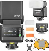 „Godox iT32 TTL“ fotoaparato blykstė su belaidžiu blykstės paleidikliu „X5“, 2,4 GHz, HSS, 1/8000 s, GN18, su magnetiniu difuzoriumi (IT32+X5N)