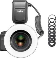 „Godox MF-R76“ makro žiedinis blykstė, pagalbinės fokusavimo lemputės, atskira ryškumo reguliavimo sistema, įkraunama ličio baterija, komplektuojama su 8 adapteriais fotoaparatams
