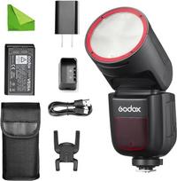 „GODOX V1 V1-N V1N“ blykstė, skirta „Nikon“ „Speedlite“ blykstėms, 76 Ws, 2,4 GHz TTL, apvali galvutė, 1/8000 HSS, 480 fotografavimo ciklų esant maksimaliam galingumui, 1,5 s įkrovimo laikas, ličio jonų akumuliatorius