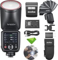 „Godox V100C V100-C“ 100 W TTL blykstė, skirta „Canon EOS“ fotoaparatams, 400 blyksnių esant maksimaliam galingumui, 1,7 s įkrovimo trukmė, 2,4 GHz belaidis ryšys su išorine blykste, blykstė su jutikliniu ekranu