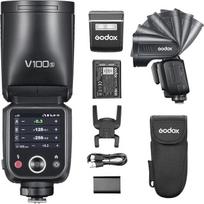 „Godox V100S V100 S V100-S“ apvalios galvutės fotoaparato blykstė, skirta „Sony“ fotoaparatams, 100 W, TTL, HSS, 1/8000 s, 2,4 GHz, su įmontuotu LED papildomu apšvietimu, skirta „Sony“ fotoaparatams