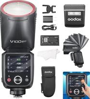 „Godox V100S V100 S“ apvalios galvutės fotoaparato blykstė „Sony“ fotoaparatams, TTL, HSS, 1/8000 s, 2,4 GHz, 100 Ws, su jutikliniu ekranu (V100-S)
