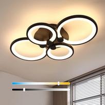 „Goeco“ LED lubinis šviestuvas su reguliuojamu apšvietimu, juodos spalvos, su nuotolinio valdymo pultu, 4 apvalūs žiedai, modernus lubinis šviestuvas, 42 W, 4725 LM, 3000 K – 6500 K. LED lubiniai šviestuvai, skirti svetainei, virtuvei, miegamajam, valgoma