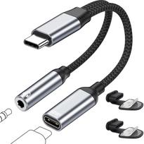 „GONSIFACHA“ USB-C į 3,5 mm lizdo adapteris su įkrovimo funkcija, 2-in-1 garso ir įkrovimo ausinių adapteris, 60 W PD greitasis įkrovimas, Hi-Fi garso kokybė, skirtas „iPhone 15“, „Xiaomi“, „Huawei“ ir USB-C įrenginiams