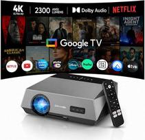„Google TV“ išmanusis 4K projektorius namų kinui, tinkamas naudoti dienos šviesoje, 2300 ANSI, „Ultra HD“, ToF automatinis fokusavimas, HDMI ARC, NFC, „Dolby“, LED projektorius, dirbtinio intelekto aušinimas, „Wi-Fi 6“, skirtas filmams ir žaidimams