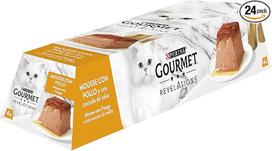 „Gourmet Purina Revelations“ šlapias kačių maistas – putėsiai su vištienos padažu – 6 pakuotės po 4 piramidėles (2 oz) – 24 vnt. pakuotė