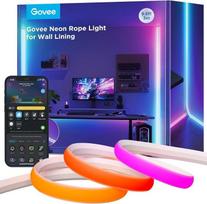 „Govee“ neoninė LED juosta grindjuostei, 3M RGBIC LED juosta, švelni šviesa | „Matter“ suderinama juosta sienų linijoms ir kampams, sinchronizavimas su muzika, galima pritaikyti pagal poreikį, neoninė šviesos dekoracija svetainei, koridoriui