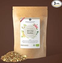 „Gräfenhof Chai Rooibos Chai“ ekologiška arbata, 300 g (3 x 100 g) – birioji arbata su rooibosu (32 % ir 5 %), be kofeino, be dirbtinių priedų, aukščiausios kokybės, išpilstyta Vokietijoje