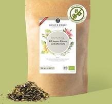 „Gräfenhof“ imbierinė citrinų (be kofeino) ekologiška žaliasis arbata, 100 g birios arbatos su „Sencha“ žaliąja arbata be kofeino ir imbieru, be kofeino, be dirbtinių priedų, aukščiausios kokybės, išpilstyta Vokietijoje