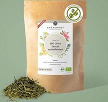 „Gräfenhof“ kinietiška „Sencha“ (be kofeino) ekologiška žalioji arbata, 100 g birios arbatos, pagamintos iš 100 % žaliosios arbatos „Sencha“, be kofeino, be dirbtinių priedų, aukščiausios kokybės, supakuota Vokietijoje