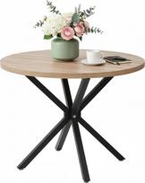 „GrandCA HOME“ 100 cm skersmens apvalus valgomojo stalas, didelis valgomojo stalas, skirtas 4–6 žmonėms, pagamintas iš MDF plokštės su metalinėmis kojomis, tinka virtuvėje, valgomojo kambaryje, kavinėje, svetainėje (šviesios medžio tekstūros)