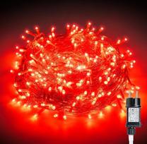 „Gresonic“ lauko girliandos, 40 m, 400 LED, raudonos girliandos, maitinimas iš lauko tinklo, skaidrus kabelis, vandeniui atsparios girliandos, skirtos naudoti lauke, viduje, sode, ant medžių, Kalėdoms