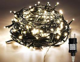„Gresonic“ 100/200/300/400 LED girliandų rinkinys su maitinimo šaltiniu ir kištuku, skirtas naudoti lauke ir patalpose, vestuvėms, Kalėdoms ir vakarėliams, šiltos baltos spalvos (žalias laidas, 800 LED lempučių)