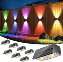 „Gresonic“ saulės energija maitinami tvoros žibintai, skirti naudoti lauke, 9 spalvų režimai ir RGB saulės energija maitinami sodo žibintai, atsparūs vandeniui (IP65), ryškūs saulės energija maitinami tvoros žibintai, skirti sodui, kiemui, tvorai, terasai