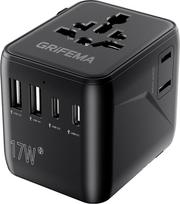 „GRIFEMA Worldwide“ 6-in-1 kelioninis adapteris su 2 USB-C ir 2 USB-A jungtimis