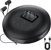 „Gueray“ nešiojamas CD grotuvas su ausinėmis ir LCD ekranu, skirtas vaikams, juodos spalvos | „Discman“ palaiko ASP, PROG, atminties funkciją, kartojimo funkciją, žemų dažnių efektą