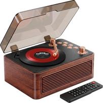 „Gueray“ nešiojamas „Bluetooth“ CD grotuvas su garsiakalbiais, 3600 mAh įkraunama baterija, klasikinio stiliaus CD grotuvas namams, retro stiliaus riešutmedžio medžio CD grotuvai su FM radiju ir nuotolinio valdymo pultu, palaiko atkūrimą per USB ir AUX ju