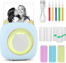„GuKKK“ mini spausdintuvas, mobilusis nuotraukų spausdintuvas, nešiojamas mini spausdintuvas su septynių spalvų šviesos diodais, belaidis terminis spausdintuvas, „Bluetooth“ spausdintuvas, skirtas išmaniesiems telefonams, mokymosi pagalbai, užrašams, dien