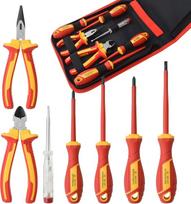 „Gunpla“ izoliuotų atsuktuvų ir replių rinkinys, 1000 V, 7 dalių izoliuotų elektrinių įrankių rinkinys, VDE ir GS sertifikuoti atsuktuvai
