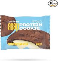 „GymBeam ASAP Protein Cookie“ – be cukraus, daug ląstelienos ir baltymų, minkštas, purus baltymų sausainis su skaniu įdaru, puikiai tinka aktyviems žmonėms ir sportininkams (10 vnt. po 70 g, vanilės skonio)