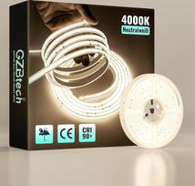 „GZBtech“ 230 V COB LED juosta, 3 m, 4000 K, neutrali balta, CRI90+, lipni, lanksti, silikoninė šviesos juosta, 1000 lm/m, lauko juostinė lempa, skirta televizoriaus apšvietimui, spintelių apšvietimui, miegamojo apšvietimui