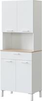 „Habitdesign“, didelė aukšta virtuvės spintelė su 4 durelėmis ir 1 stalčiumi – erdvę taupanti virtuvės spintelė, spalvos: „Artik White“ ir „Canadian Oak“, didelė saugojimo erdvė, matmenys: 72 x 186 x 40 cm (plotis x aukštis x gylis), modelis „Kira“
