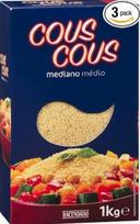 „HACENDADO“ vidutinio dydžio kuskusas, 1 kg, išvirti ryžiai, Europos kilmės, sausas produktas, skirtas Viduržemio jūros regiono virtuvei, 3 vnt. pakuotė