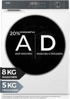 „Haier“ skalbimo ir džiovinimo mašina, 8/5 kg, G3 serija, modelis HWD80-BP14637T | džiovinimas), A – 20 % (skalbimas), 1 400 aps/min, tylus inverterinis variklis, automatinė ir greitoji programa, „Aquastop“