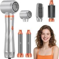„Hairstyler“ 5-in-1 plaukų formavimo rinkinys, „Airstyler“ 5-in-1 plaukų formavimo prietaisas su garbanų šepečiu, apvaliu šepečiu, karšto oro šepečiu, plaukų džiovintuvu, garbanų suktuku ir oro plaukų džiovintuvo šepečiu, skirtas džiovinimui ir tiesinimui