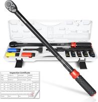 „Hairich“ sukimo momento raktas, 1/2 colio, 60–330 Nm, patikrintas pagal TÜV SÜD GS standartą, 11 dalių sukimo momento raktų rinkinys su galvutėmis, prailginimo strypu ir teleskopine svirtine, skirtas automobiliams, ratų varžtams ir padangų keitimui