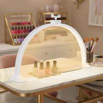 „Half Moon“ lempa nagų studijai – 81 cm, 48 W LED lempa nagų priežiūros stalui, balta | Lempa nagų studijai, skirta nagų meistrams, pusmėnulio formos LED lempa kosmetikai su telefono laikikliu, lempa manikiūrui prie stalo