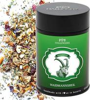 „Hallingers Genuss Manufaktur“ žolelių arbata – medžiotojams skirta dovana – birios žolelės ir peršalimo arbata dovanų dėžutėje „Waidmannsheil B...“ su erškėtuogėmis, citrina ir medetkomis – puiki dovana medžiotojams