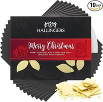 „Hallingers“ 10 vnt. „Merry Christmas“ – baltasis šokoladas su mandarinais ir cinamonu – rankų darbo, be alkoholio (dėžutė) – dovana vasarą ir puiki dovana prie kepsnių | Sveikinimai, padėkos, draugystė