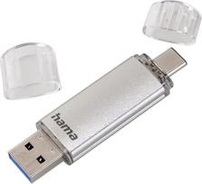 „Hama“ 256GB USB atmintinė su USB 3.2 Gen 1 „Type-C“ jungtimi – 2-in-1 USB atmintinė | „Doppel“ atmintinė, sidabrinė, tinka, pvz., „Android“ telefonams, planšetėms, kompiuteriams, nešiojamiesiems kompiuteriams, „MacBook“, OTG, 70MB/s, USB „Type-C“ atmin
