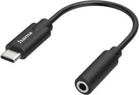 „Hama“ USB-C–3,5 mm lizdo adapteris, USB-C kištukas į 3,5 mm lizdą, AUX | Juodas adapteris su DAC keitikliu, užtikrinantis geriausią Hi-Fi stereo garsą, skirtas ausinių ir garsiakalbių prijungimui prie kompiuterio, nešiojamojo kompiuterio ar planšetinio k