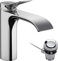 „Hansgrohe Vivenis“ praustuvas, vonios kambario maišytuvas su išliejimo anga, aukštis 110 mm, su traukiamąja svirtimi, vandens taupymo vonios kambario maišytuvas, chromuotas