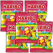 „Haribo“ želė kiaušinėliai „Pearl Eggs“ – 5 maišeliai po 200 g – vaisių skonio želė kiaušinėliai su smulkiomis cukraus perliukėmis – spalvingi saldumynai, kuriais malonu dalytis ir kuriuos galima dovanoti