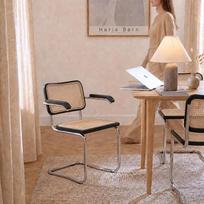 „Haris Børn® Design“ „Cantilever Vienna“ pinti kėdės su porankiais (4 vnt. rinkinys), juodos spalvos – rankų darbo, pagamintos Italijoje – „Cantilever“ stiliaus kėdės, atrodančios kaip rotango kėdės – rotango kėdės, 30 dienų be rizikos išbandymo laikotarp