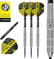 „Harrows NX90 Parallel Shape“ dartų rinkinys, profesionalus dartų rinkinys su 90 % volframo plieno antgaliais, 10 dalių rinkinys su juodais „Supergrip Midi“ koteliais ir „NX90“ sparneliais