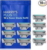 „Harry's Plus“ skustuvų peiliukų pakaitiniai rinkiniai, 10 vnt., 5 peiliukų kasetės su tiksliuoju trimmeriu, suderinamos su „Harry's Plus“ vyriškais skustuvais